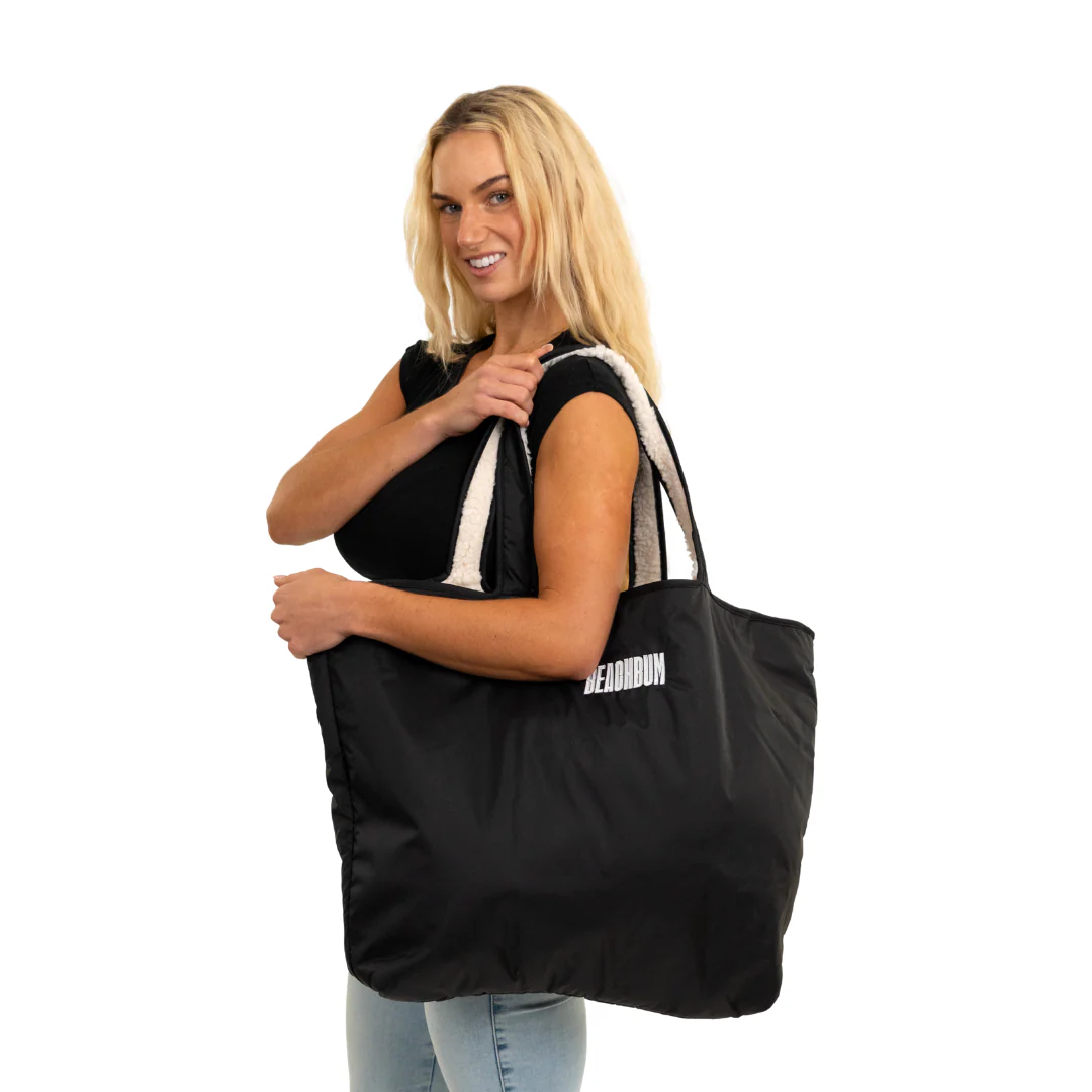 RECYCLED REVERSIBLE TOTE BAG - BLACK - Image 3