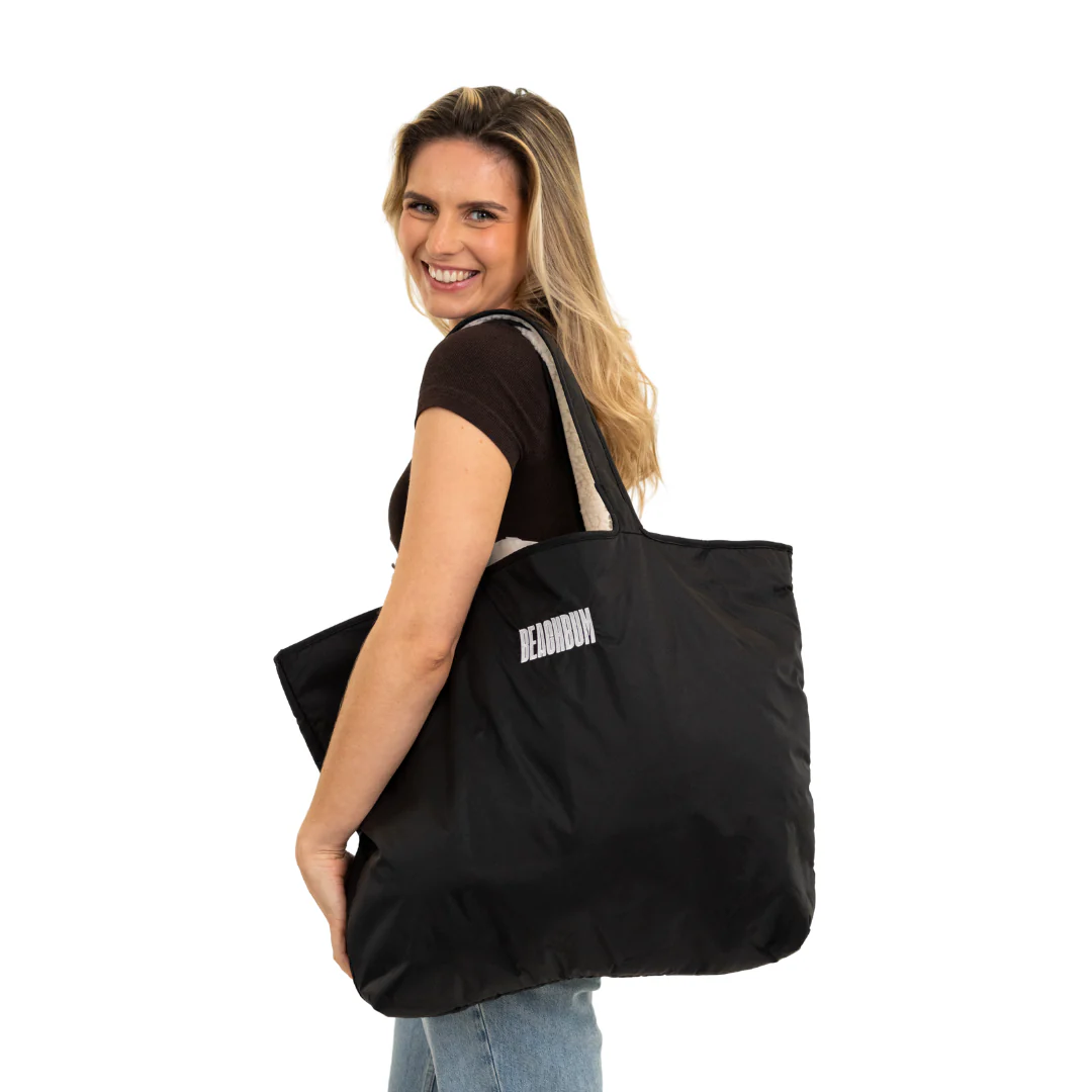RECYCLED REVERSIBLE TOTE BAG - BLACK - Image 4