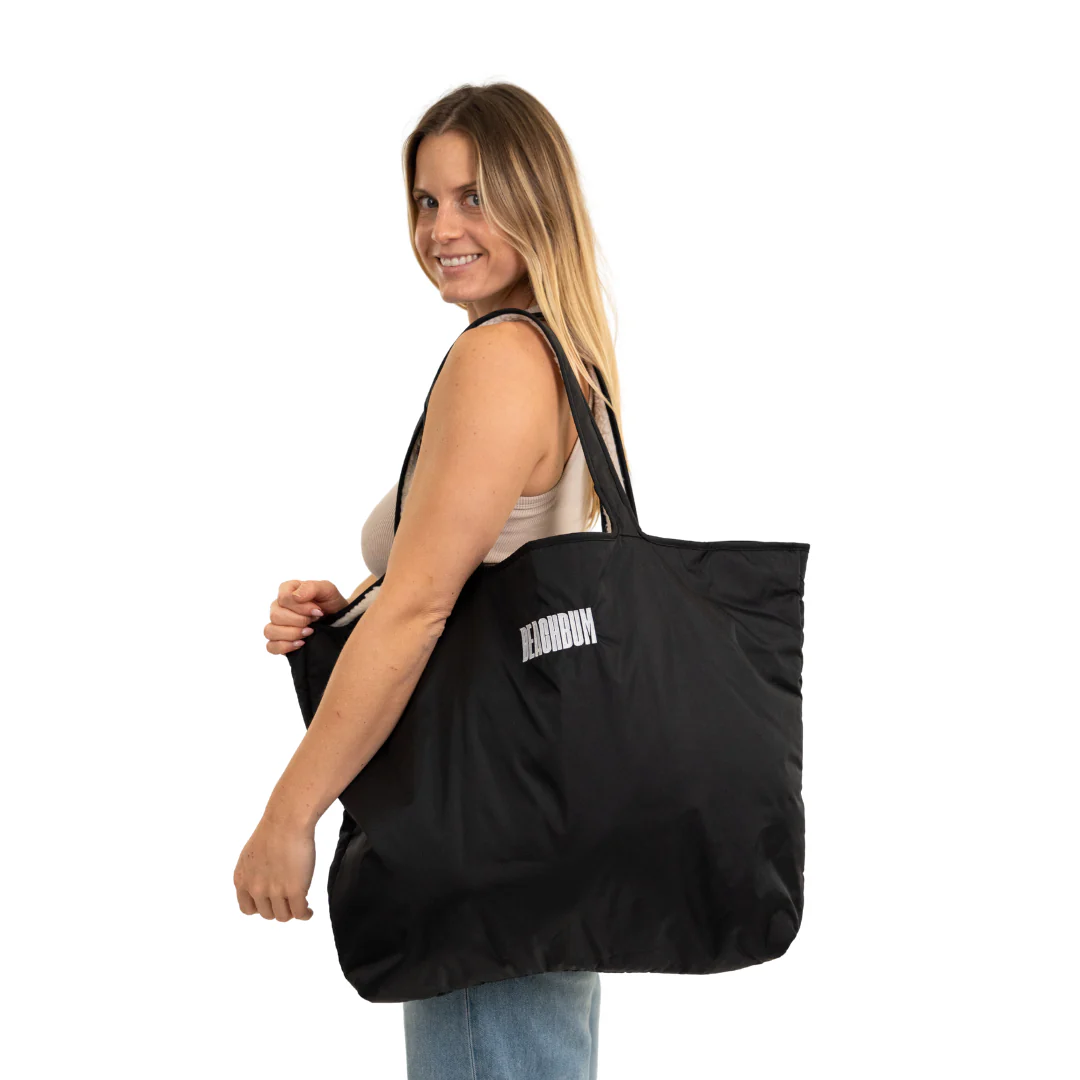 RECYCLED REVERSIBLE TOTE BAG - BLACK - Image 5