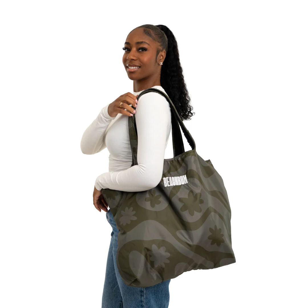 RECYCLED REVERSIBLE TOTE BAG - OLIVE - CORAL COLLECTION - Image 3