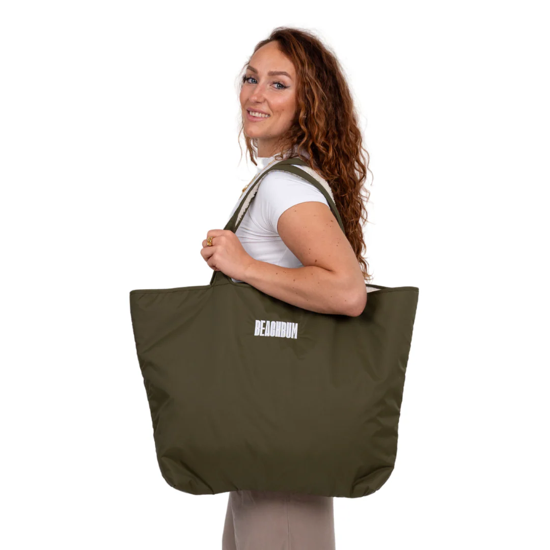 RECYCLED REVERSIBLE TOTE BAG - OLIVE GREEN - Image 2