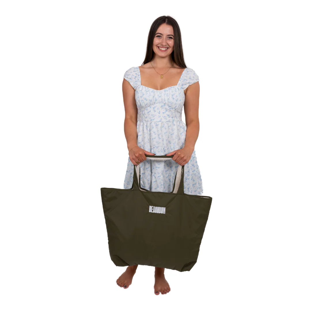 RECYCLED REVERSIBLE TOTE BAG - OLIVE GREEN - Image 3