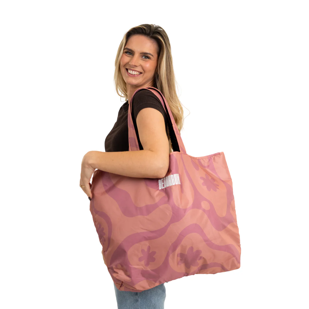 RECYCLED REVERSIBLE TOTE BAG - PINK - CORAL COLLECTION - Image 4