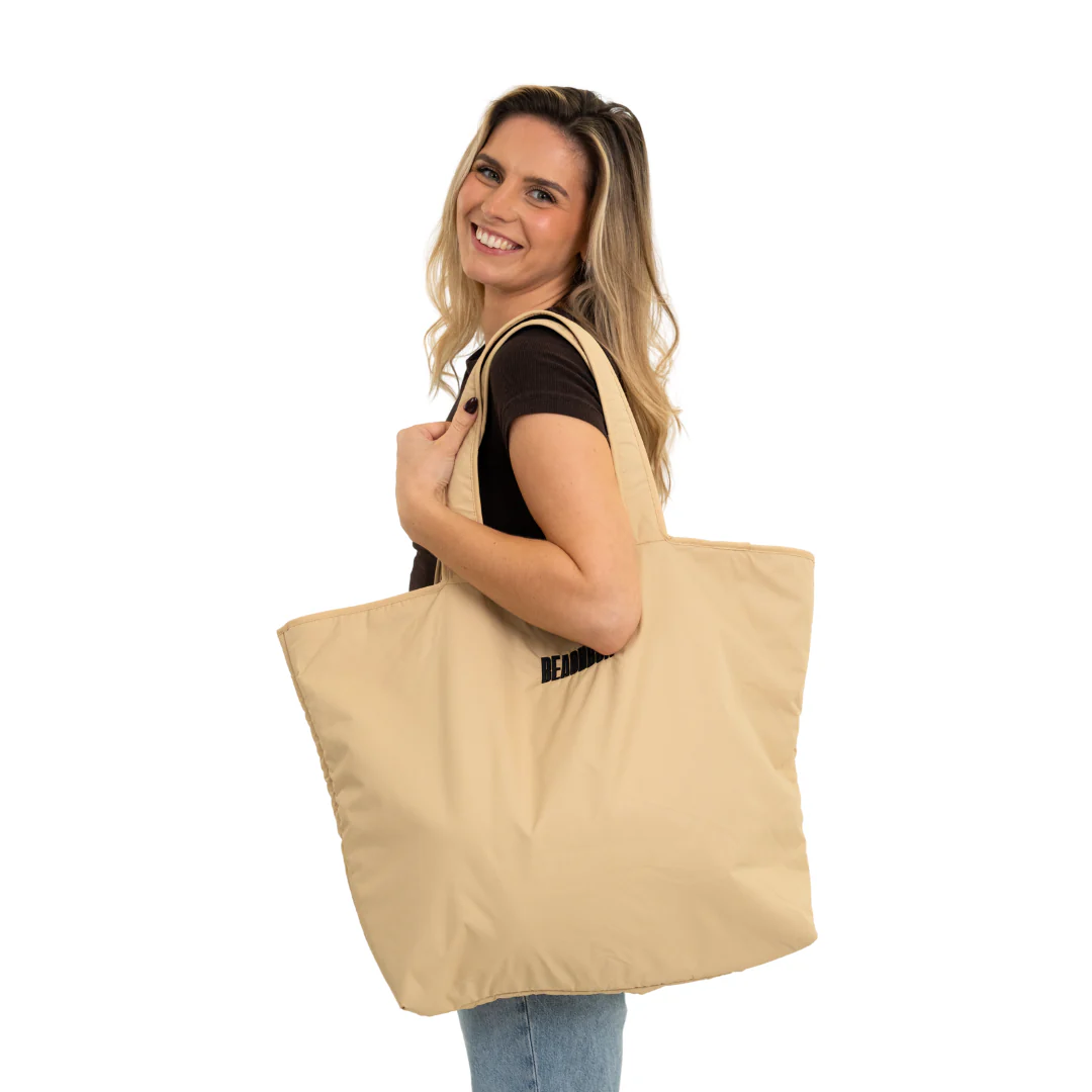 RECYCLED REVERSIBLE TOTE BAG - SAND - Image 3