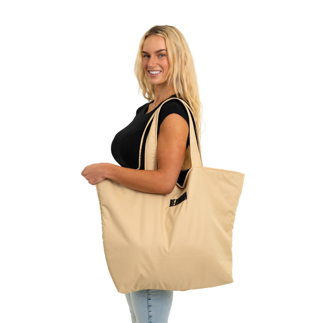 RECYCLED REVERSIBLE TOTE BAG - SAND - Image 4