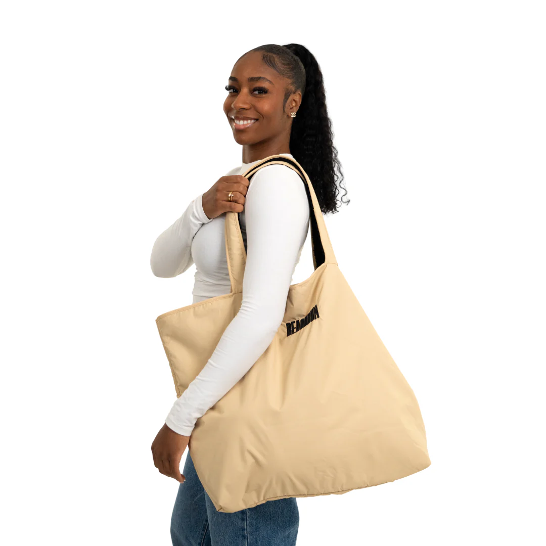 RECYCLED REVERSIBLE TOTE BAG - SAND - Image 5